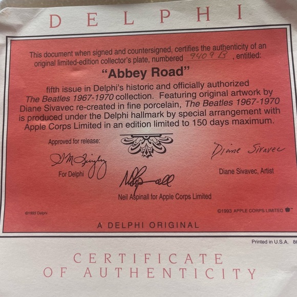 Abbey Road Plate The Beatles 1967-1970 Diane Sivavec 5. Delphi in Box - Picture 3 of 5